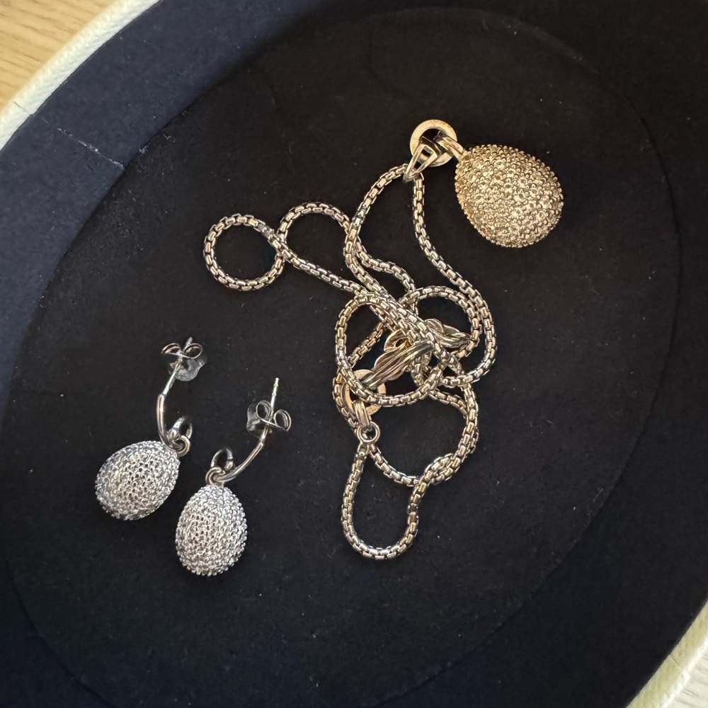 Links of London Silver Teardrop Necklace and Earrings with box